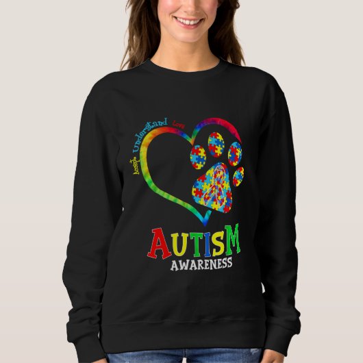Autisme waakzaamheid Heart Paw Dog Support Autisti Trui (Voorkant)