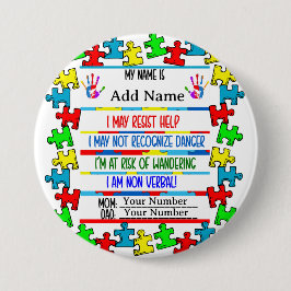Autisme Waarschuwing Niet-verbale Pin Ronde Button 7,6 Cm