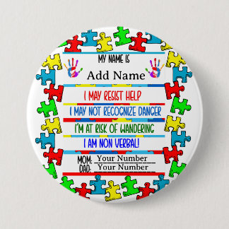 Autisme Waarschuwing Niet-verbale Pin Ronde Button 7,6 Cm