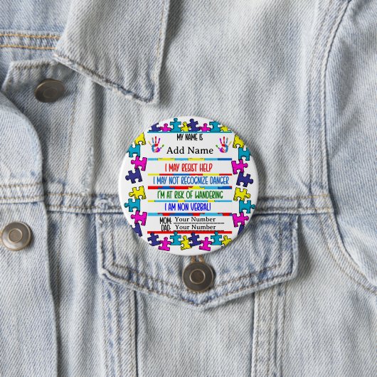 Autisme Waarschuwing Niet-verbale Pin Ronde Button 7,6 Cm (In situ)