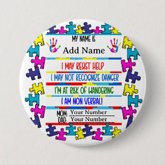 Autisme Waarschuwing Niet-verbale Pin Ronde Button 7,6 Cm