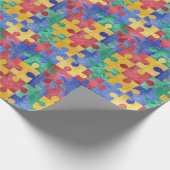 Autisme waterverf puzzle inpakpapier (Hoek)
