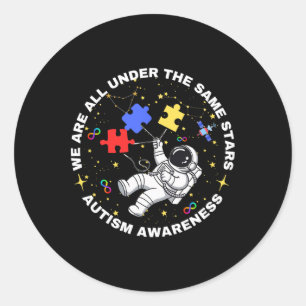 Autisme We zijn allemaal onder dezelfde sterren Sp Ronde Sticker