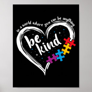 Autisme Wees aardig Vrouwen Mannen Kinder Blauw We Poster