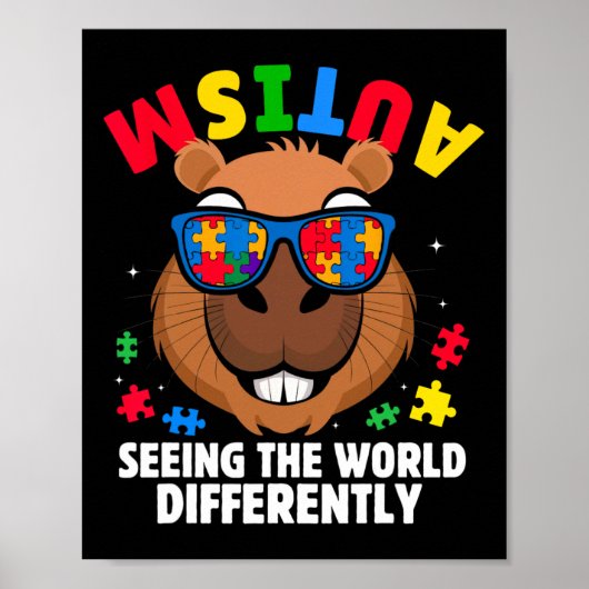Autisme Wereld Anders Zien Bewustzijn Capy Poster (Voorkant)