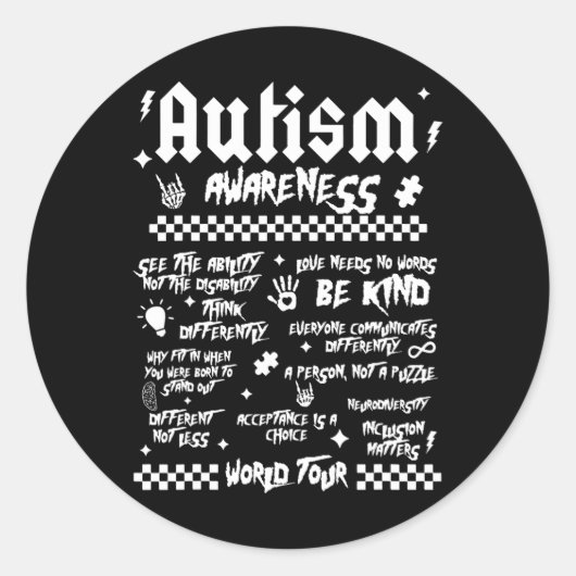Autisme World Tour Ronde Sticker (Voorkant)