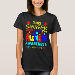 Autisme-zanger Draag Blauw Voor Autisme Bewustzijn T-shirt