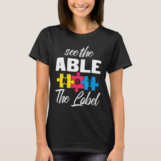 Autisme - Zie het vermogen, niet het label Leraar T-shirt (Voorkant)