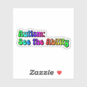 Autisme: Zie het vermogen Rainbow Typography Sticker (Vel)