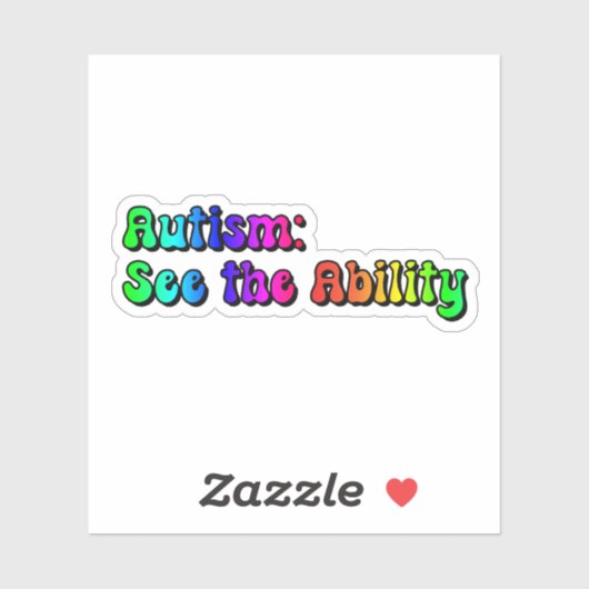 Autisme: Zie het vermogen Rainbow Typography Sticker (Vel)