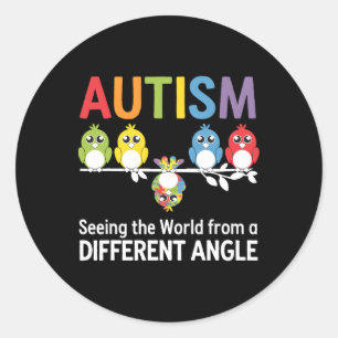 Autisme ziet de wereld vanuit een andere hoek ronde sticker