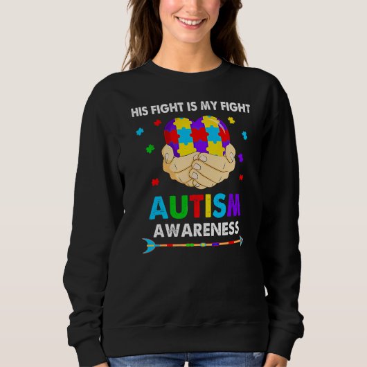 Autisme Zijn gevecht is mijn vechtster Autism Awar Trui (Voorkant)
