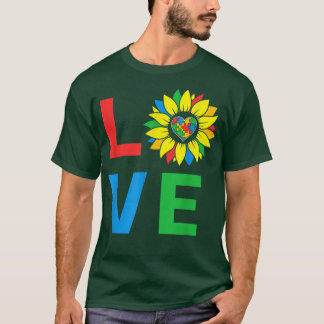 Autisme - Zonnebloem LOVE Puzzle Piecks horen T-shirt
