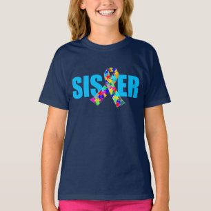 Autisme zus schattig blauw bewustzijnslint Kinder T-shirt