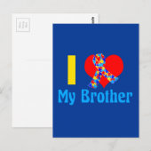 Autisme zuster I Love My Brother Blue Awareness Briefkaart (Voorkant / Achterkant)