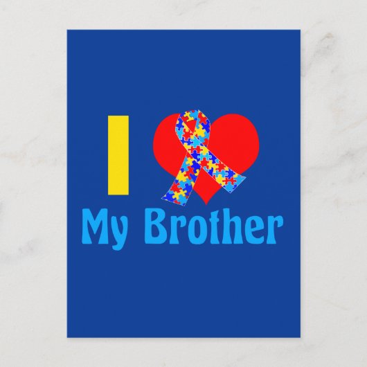 Autisme zuster I Love My Brother Blue Awareness Briefkaart (Voorkant)