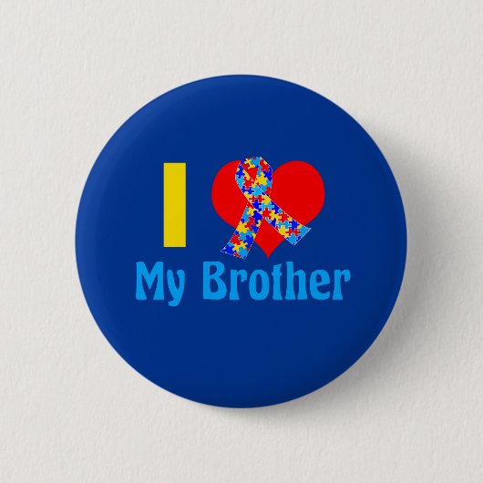 Autisme zuster I Love My Brother Blue Awareness Ronde Button 5,7 Cm (Voorkant)