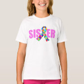 Autisme Zuster Roze Bewustzijnslint Kinder T-shirt (Voorkant)
