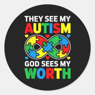 Autismeacceptatie voor mannen vrouwen kinderen aut ronde sticker