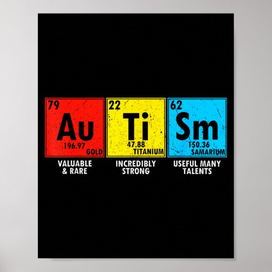 Autismebewustzijn Elementen Periodiek Systeem Mann Poster (Voorkant)