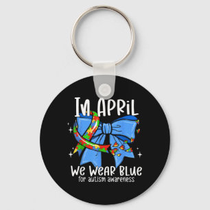 Autismebewustzijn in april draag blauwe lintpuzzel sleutelhanger