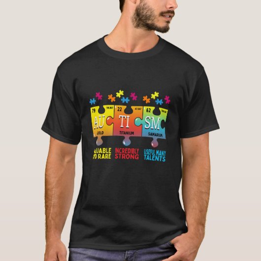 Autismebewustzijnspuzzel Chemische Elementen T-shirt (Voorkant)