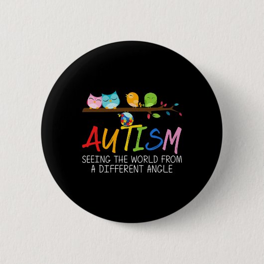 Autismebewustzijnsvogel ronde button 5,7 cm (Voorkant)