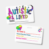 Autismekaart ID Waarschuwingsnaam Badge (Voor- en achterkant)
