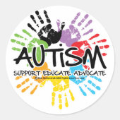 Autismhanddruk Ronde Sticker (Voorkant)
