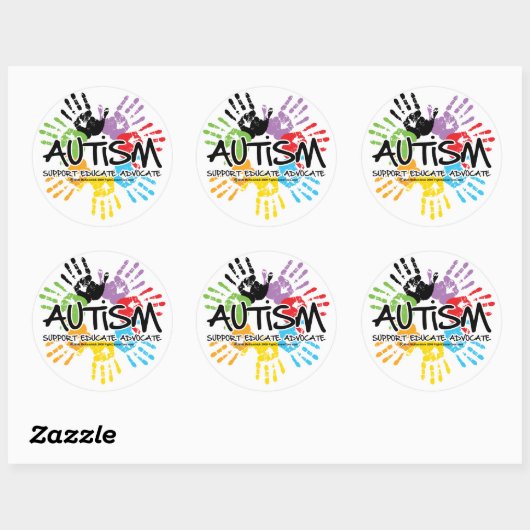 Autismhanddruk Ronde Sticker (Vel)