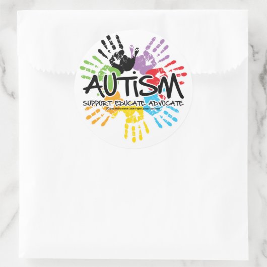 Autismhanddruk Ronde Sticker (Tas)