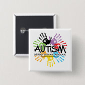 Autismhanddruk Vierkante Button 5,1 Cm (Voorkant /achterkant)