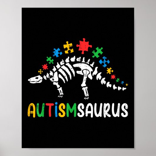 Autismsaurus Dinosaurus Jongens Kinder Peuter Auti Poster (Voorkant)