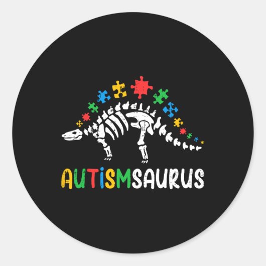 Autismsaurus Dinosaurus Jongens Kinder Peuter Auti Ronde Sticker (Voorkant)