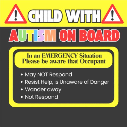 Autist in de auto Sticker Auto Decal (Voorkant)