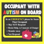 Autist in de auto Sticker voor op de auto (Voorkant)
