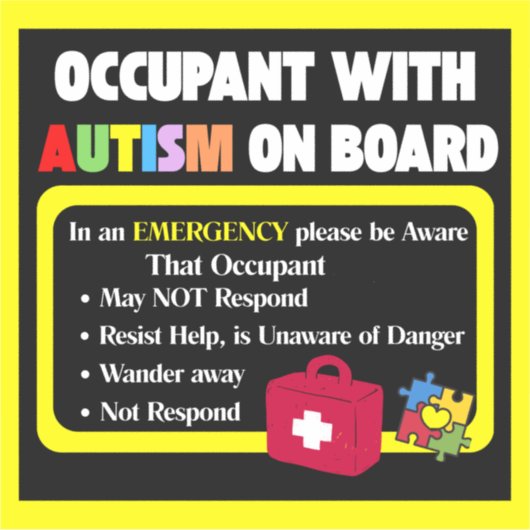 Autist in de auto Sticker voor op de auto (Voorkant)