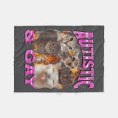 Autistic And Gay Funny Cat Meme Bootleg Graphic  Fleece Deken (Voorkant (Horizontaal))