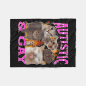 Autistic And Gay Funny Cat Meme Bootleg Graphic  Fleece Deken (Voorkant (Horizontaal))