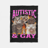 Autistic And Gay Funny Cat Meme Bootleg Graphic  Fleece Deken (Voorkant)