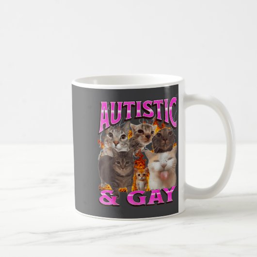 Autistic And Gay Funny Cat Meme Bootleg Graphic  Koffiemok (Rechts)