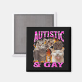 Autistic And Gay Funny Cat Meme Bootleg Graphic  Magneet (Voorkant / Achterkant)