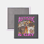 Autistic And Gay Funny Cat Meme Bootleg Graphic  Magneet (Voorkant / Achterkant)
