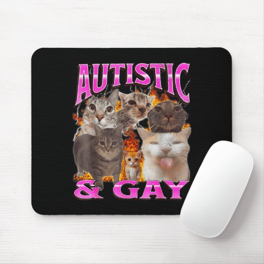 Autistic And Gay Funny Cat Meme Bootleg Graphic  Muismat (Met muis)