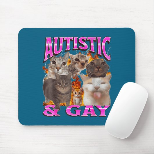 Autistic And Gay Funny Cat Meme Bootleg Graphic  Muismat (Met muis)