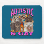 Autistic And Gay Funny Cat Meme Bootleg Graphic  Muismat (Voorkant)