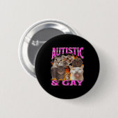 Autistic And Gay Funny Cat Meme Bootleg Graphic  Ronde Button 5,7 Cm (Voorkant /achterkant)