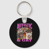 Autistic And Gay Funny Cat Meme Bootleg Graphic Sleutelhanger (Voorkant)