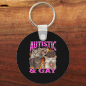 Autistic And Gay Funny Cat Meme Bootleg Graphic  Sleutelhanger (Voorkant)