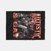 Autistic And Gay Funny Hard Skeleton Meme Bootleg  Fleece Deken (Voorkant (Horizontaal))